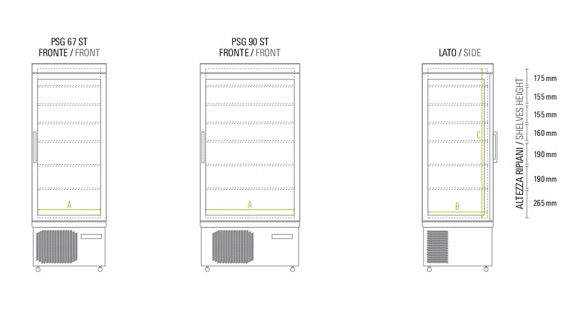 PSG 67 ST FRIGO PASTICCERIA 4 LATI VETRO STATICO -15°/25° 430LT