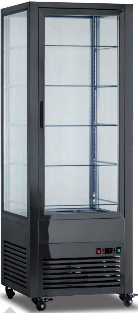 DELUX 4V BLACK FRIGO PASTICCERIA 4 LATI VETRO VENTILATO +2°/+10° 440 LT