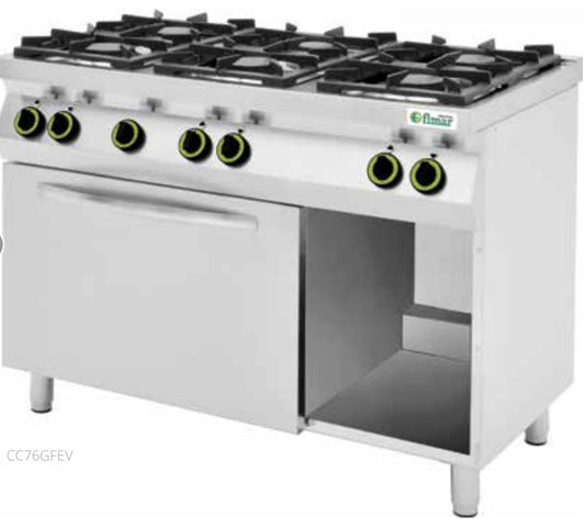 Cucina 6 fuochi a gas con forno elettrico