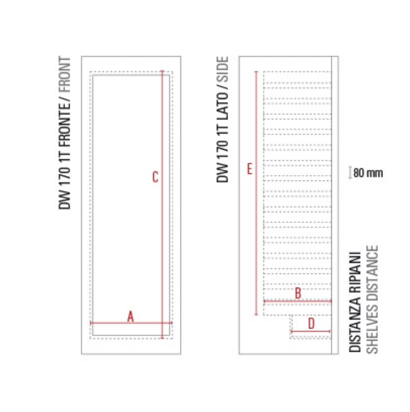 DW 170 T1 Frigo vini ventilato +2°/+20° 315 LT